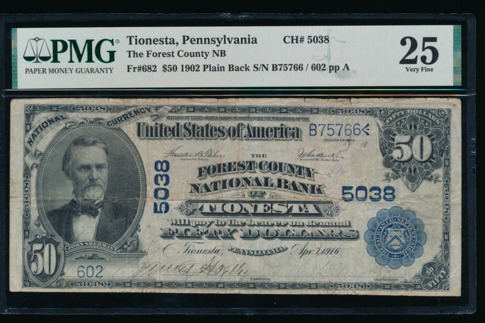 1902 $50 Tionesta PA National PMG 25 (1 of 2)