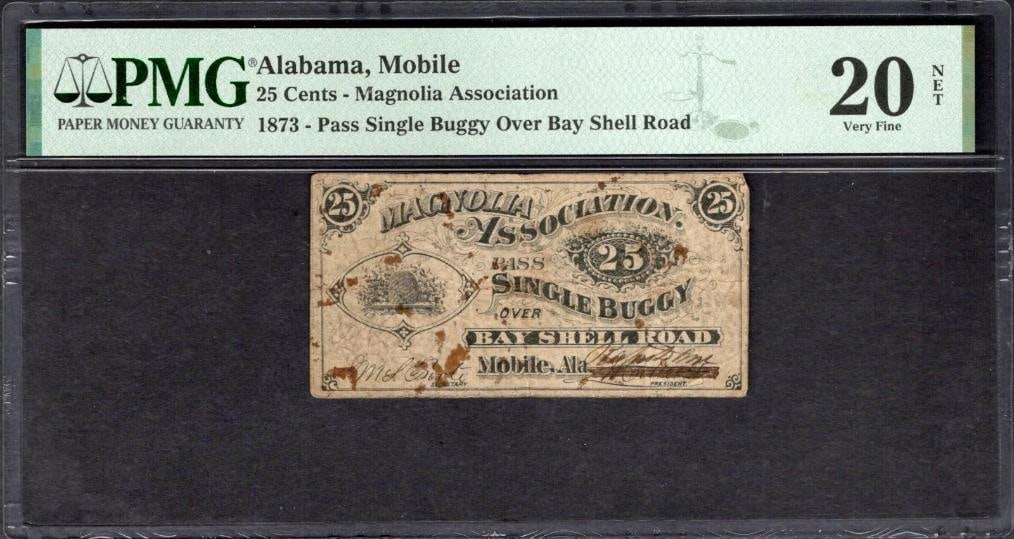 1873 Mobile AL 25 Cent Obsolete PMG 20NET (1 of 2)