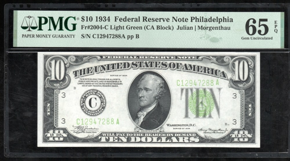 1934 $10 Philadelphia FRN PMG 65EPQ (1 of 2)