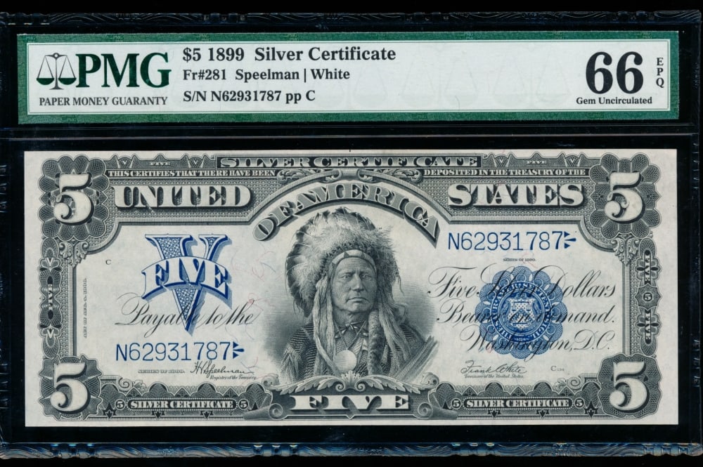 1899 $5 Chief Silver Certificate PMG 66EPQ (1 of 2)