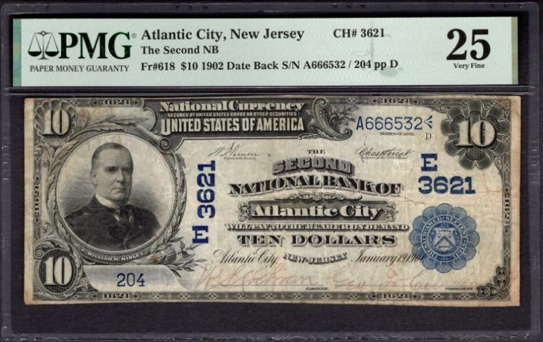 1902 $10 Atlantic City NJ National PMG 25 (1 of 2)