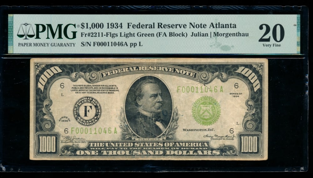 1934 $1000 Atlanta FRN PMG 20 (1 of 2)