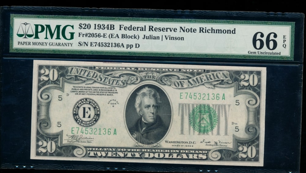 1934B $20 Richmond FRN PMG 66EPQ (1 of 2)