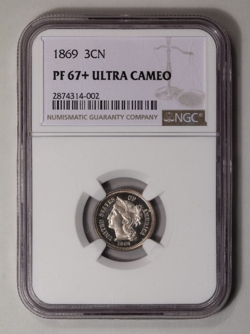 1869 Three Cent Copper Nickel NGC PF67+ Ultra Cameo (1 of 3)