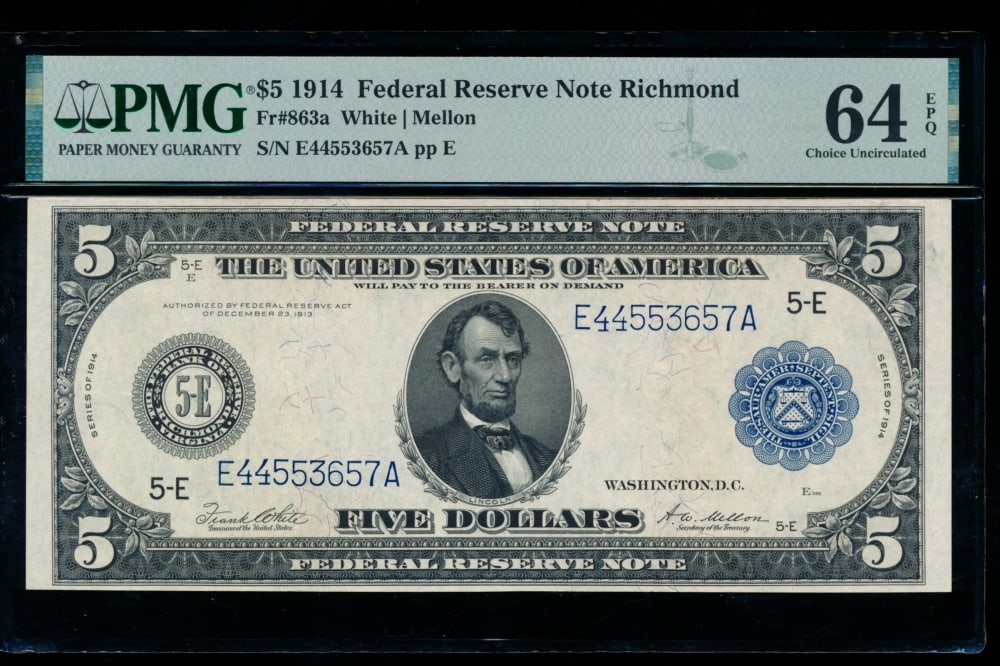1914 $5 Richmond FRN PMG 64EPQ (1 of 2)