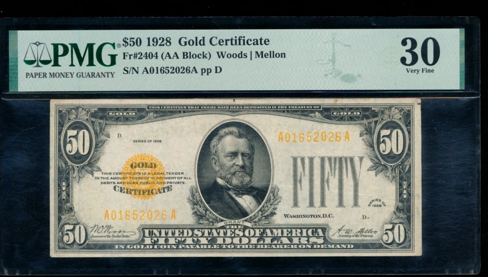 1928 $50 Gold Certificate PMG 30 (1 of 2)