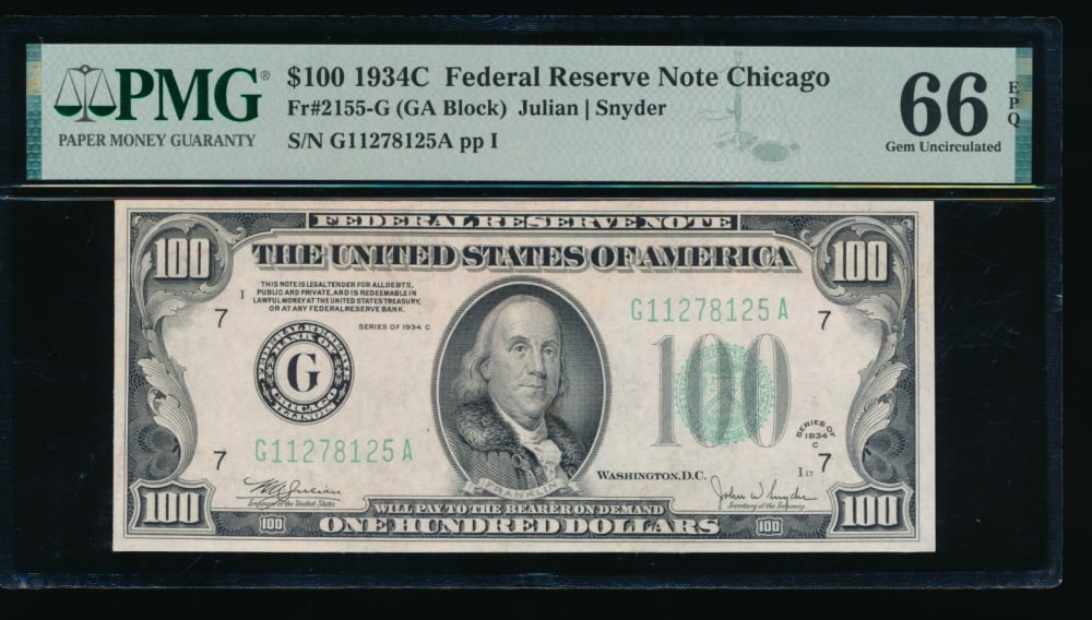 1934C $100 Chicago FRN PMG 66EPQ (1 of 2)