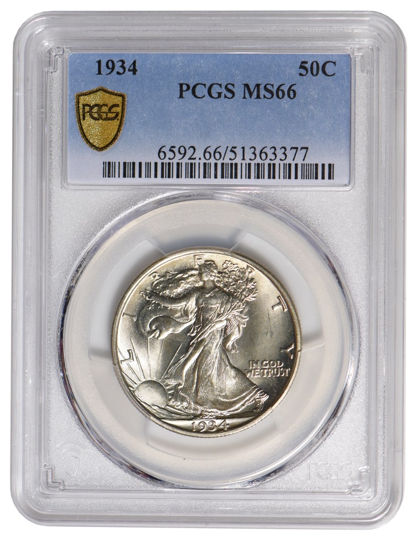 1934 Walking Liberty Half Dollar PCGS MS66: One 1934 Walking Liberty Half Dollar PCGS MS66.