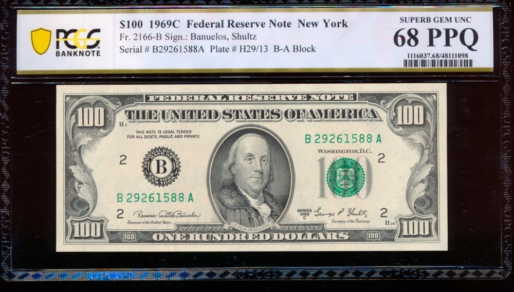 1969C $100 New York FRN PCGS 68PPQ (1 of 2)