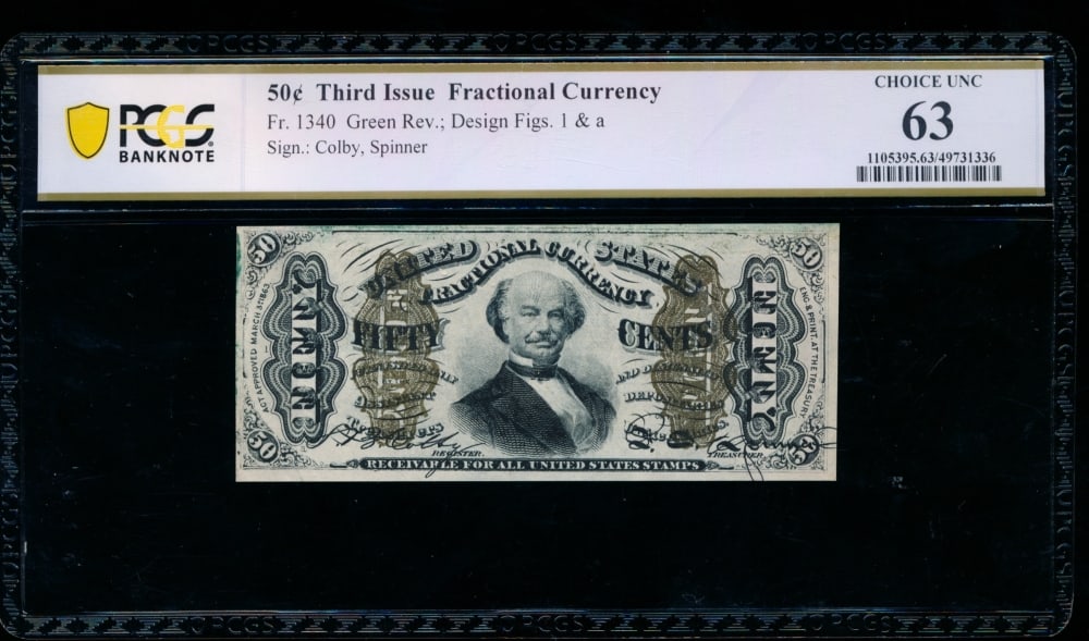 50 Cent Third Issue Fractional PCGS 63: One 50 Cent Third Issue Fractional PCGS 63.