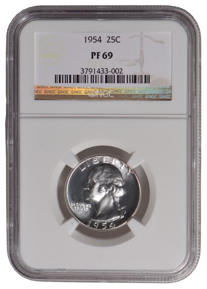 1954 Washington Quarter NGC PF69: One 1954 Washington Quarter NGC PF69.