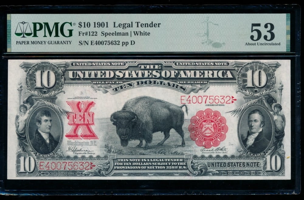 1901 $10 Bison Legal Tender Note PMG 53 (1 of 2)