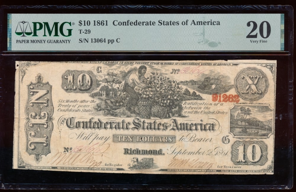 1861 $10 T-29 Confederate PMG 20 (1 of 2)