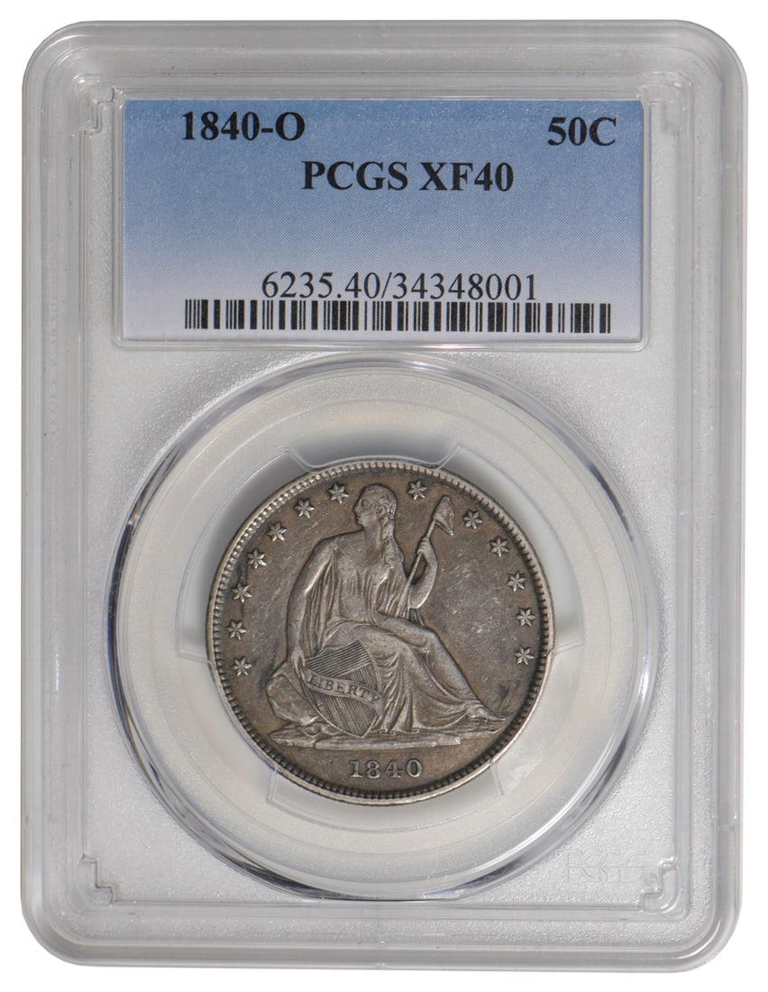 1840-O Seated Liberty Half Dollar PCGS XF40: One 1840-O Seated Liberty Half Dollar PCGS XF40.