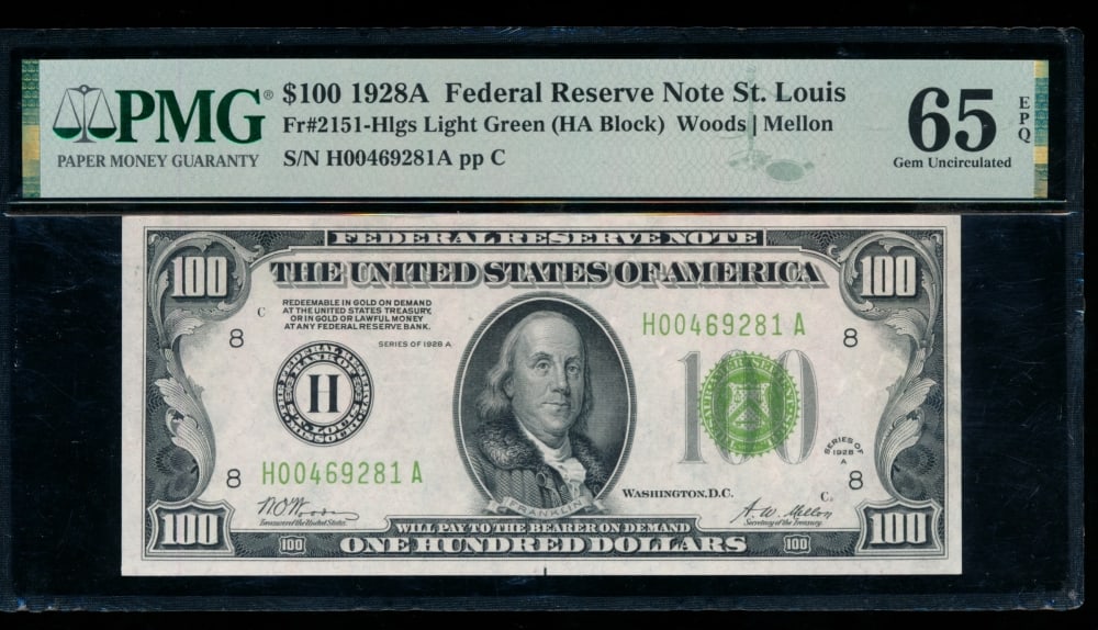 1928A $100 St Louis FRN PMG 65EPQ (1 of 2)