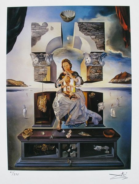 Salvador Dali MADONNA OF PORT LLIGAT Facsimile Signed & Numbered Giclee: This is a limited edition giclee titled MADONNA OF PORT LLIGAT by Salvador Dali. This piece is facsimile signed on the lower right. Pencil numbered from an edition of 375. Paper measures 15 inches x 1