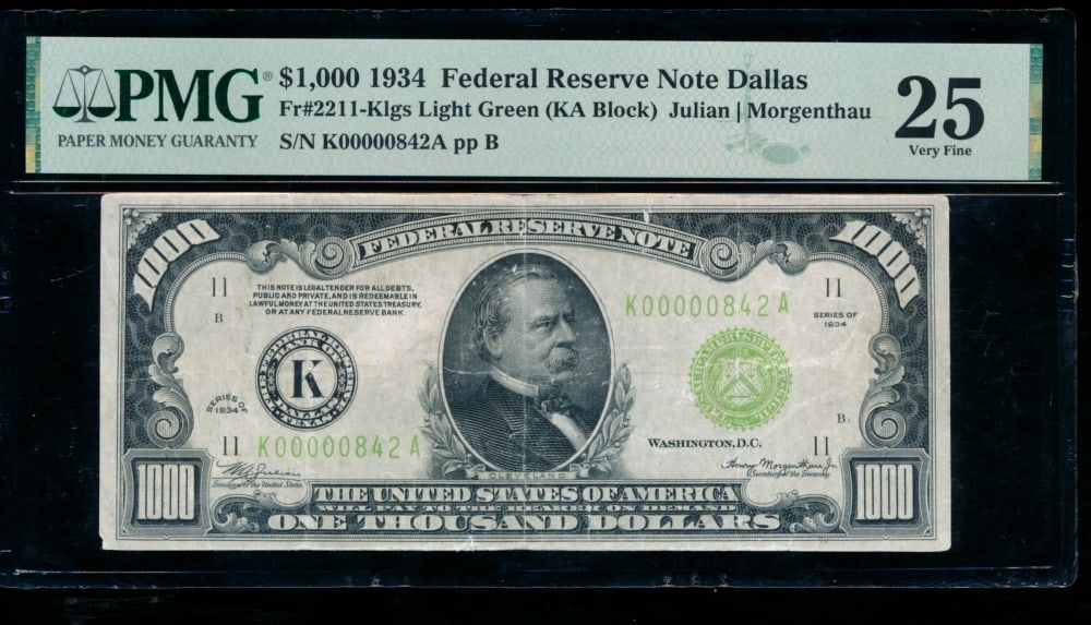 1934 $1000 Dallas FRN PMG 25 (1 of 2)