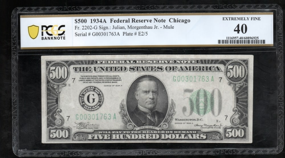 1934A $500 Chicago FRN PCGS 40 (1 of 2)
