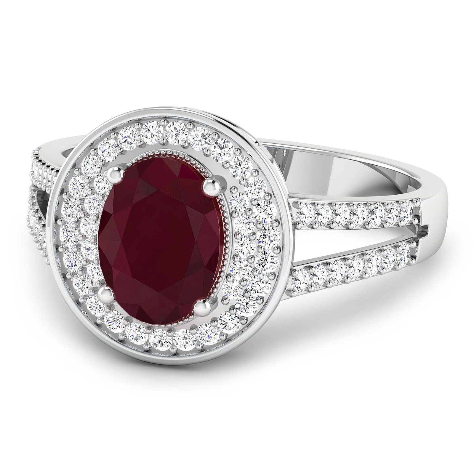 14KT White Gold 1.5ctw Ruby and Diamond Ring - 2