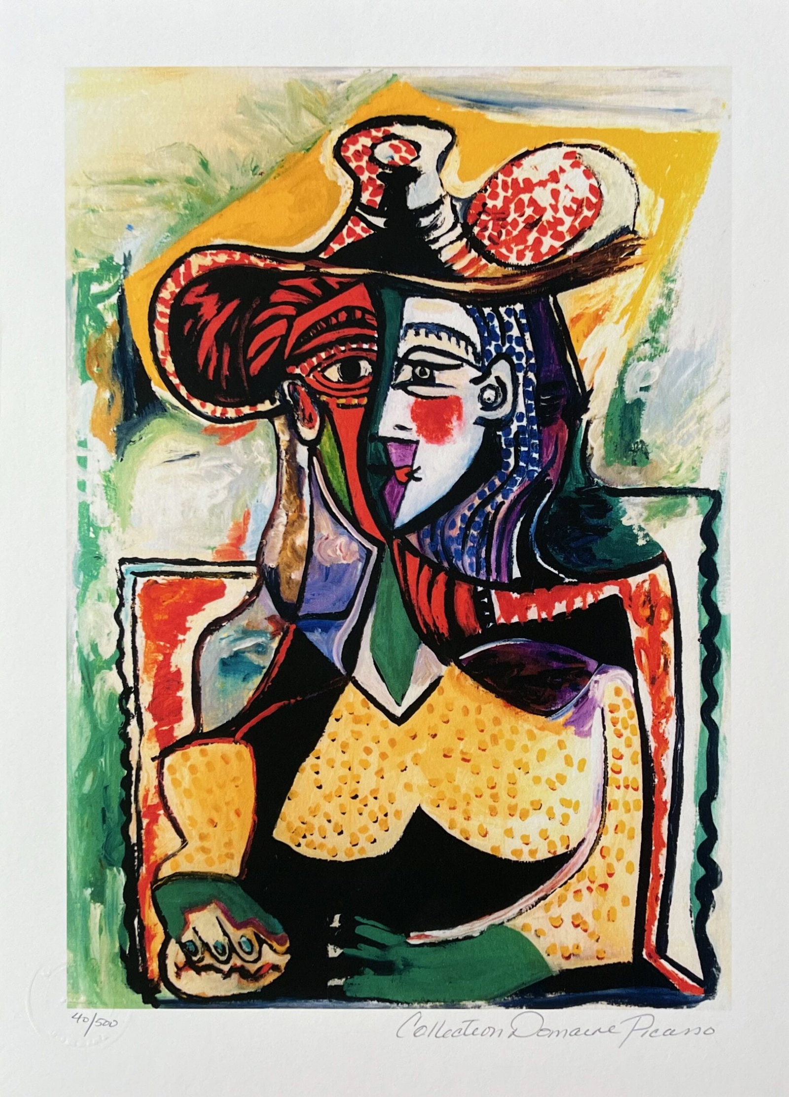 Pablo Picasso PORTRAIT OF A WOMAN Estate Signed Limited Edition Giclee: This is a PABLO PICASSO (ESTATE COLLECTION DOMAINE) (1881-1973) small giclee titled PORTRAIT OF A WOMAN. This piece is pencil signed on the lower right as Collection Domaine Picasso and has an embosse