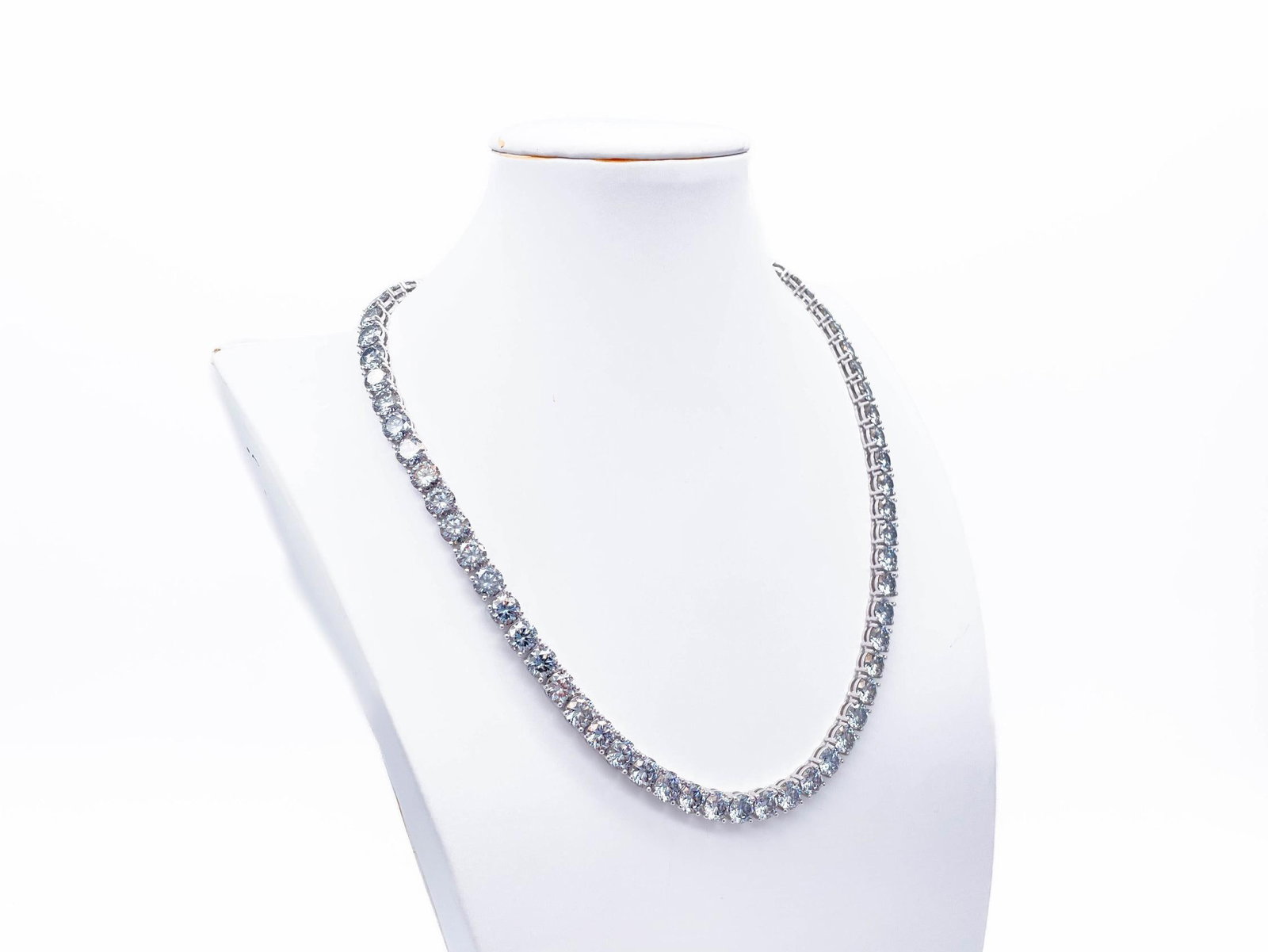 18KT White Gold Plated 69ctw Steel Blue Gray Fire Moissanite Tennis Necklace (1 of 9)