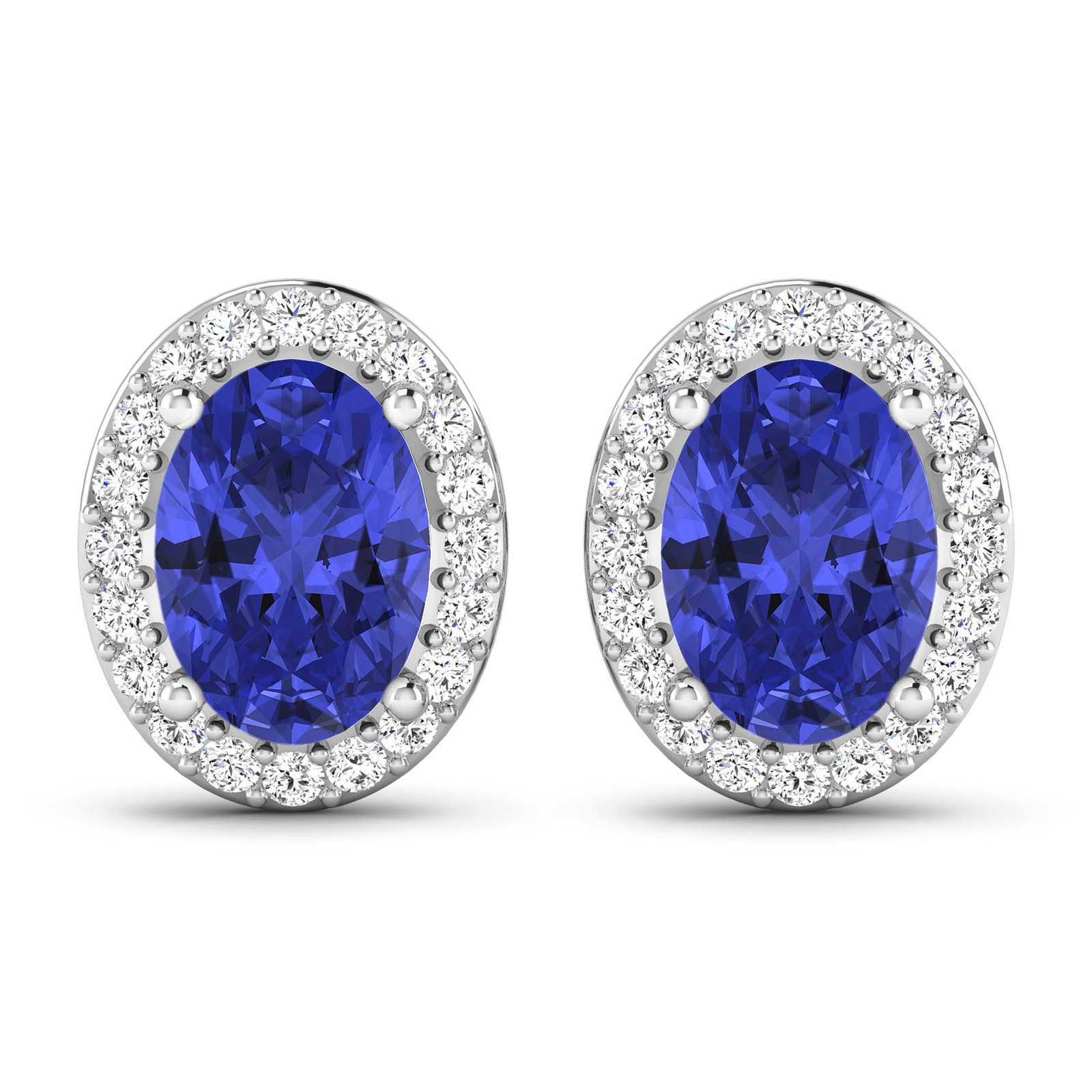 14KT White Gold 1.24ctw Tanzanite and Diamond Earrings: Tanzanite (AA+) Oval 7x5mm - 2Pcs + White Diamond F/C Round 1.10mm - 40Pcs ( I1-I2/I color ) ( Push Post ) Total weight of gemstones is 1.24cts. Total Diamond weight is 0.26cts. Total weight of these 