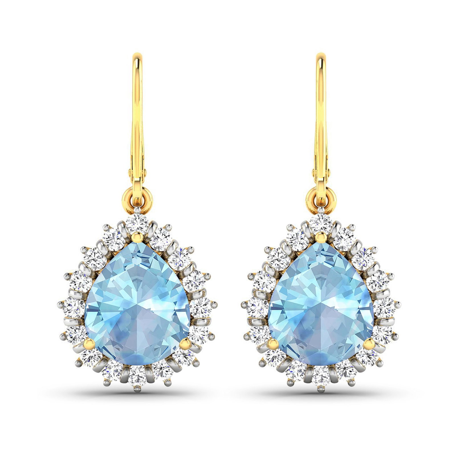 14KT Yellow Gold 2.5ctw Aquamarine and Diamond Earrings (1 of 4)