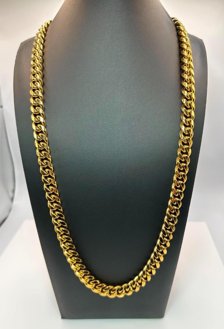 166.3 Gram 18 Kt Gold Plate Monogramed "J" Cuban Link Necklace.: Huge 166.3 Gram 18 Kt Gold Plate Monogramed Initial "J" Cuban Link Chain Necklace. This well made Strong and Durable Monogrammed 'J' Necklace Measures A Stealth 12 mm. Wide and 22" Long. This Necklace