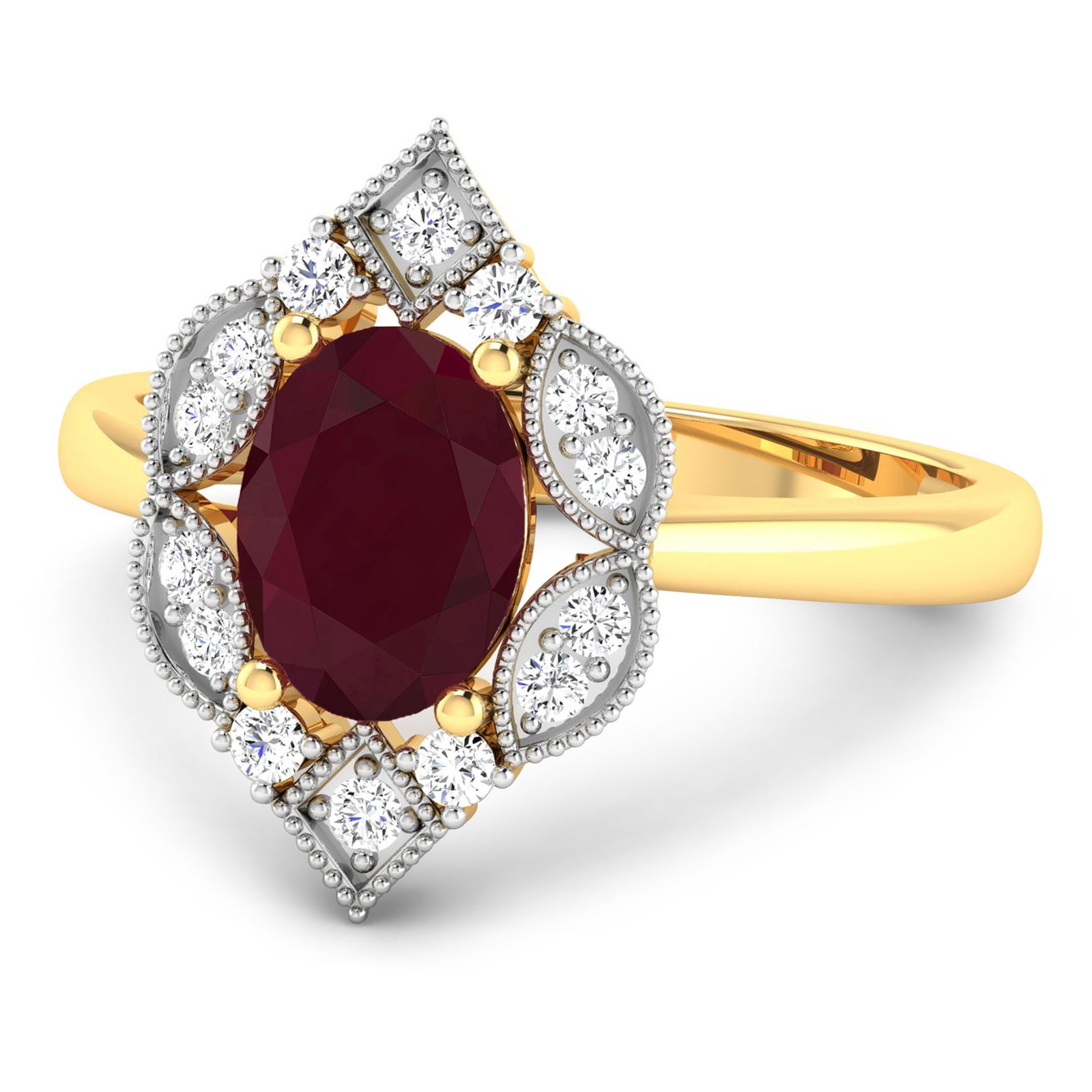 14KT Yellow Gold 1.5ctw Ruby and Diamond Ring - 2