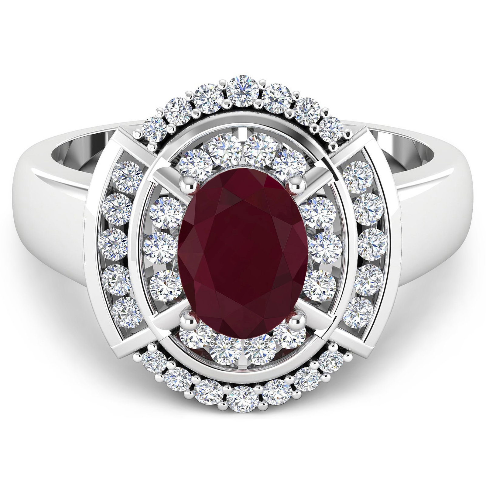 14KT White Gold 1.5ct Ruby and Diamond Ring - 2
