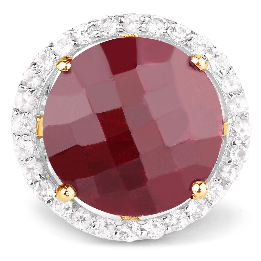 Sterling Silver 13.10ct Dyed Ruby and White Topaz Ring - 2