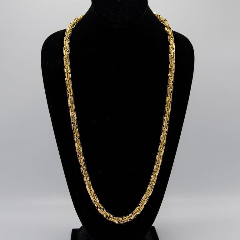 Huge 101 Gram 14 Kt Gold Plated Rope Chain: Huge 101 Gram 14 Kt Gold Plated Stamped Rope Chain. This Rope Chain Necklace Is A Fine Solid Diamond Cut. 30" Long And A Healthy 8 Mm. Thick. A-1. Quality. Shows Like Solid Gold Without The Solid Gold