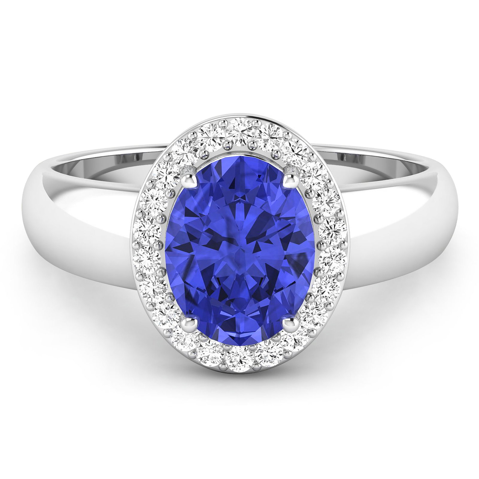 14KT White Gold 1.41ct Tanzanite and Diamond Ring: Tanzanite (AA+) Oval 9x7mm - 1Pc + White Diamond F/C Round 1.30mm - 22Pcs (I1-I2/I color) ( With J Back ). Total weight of gemstone is 1.41cts. Total weight of Diamonds is 0.22cts. Total weight of thi