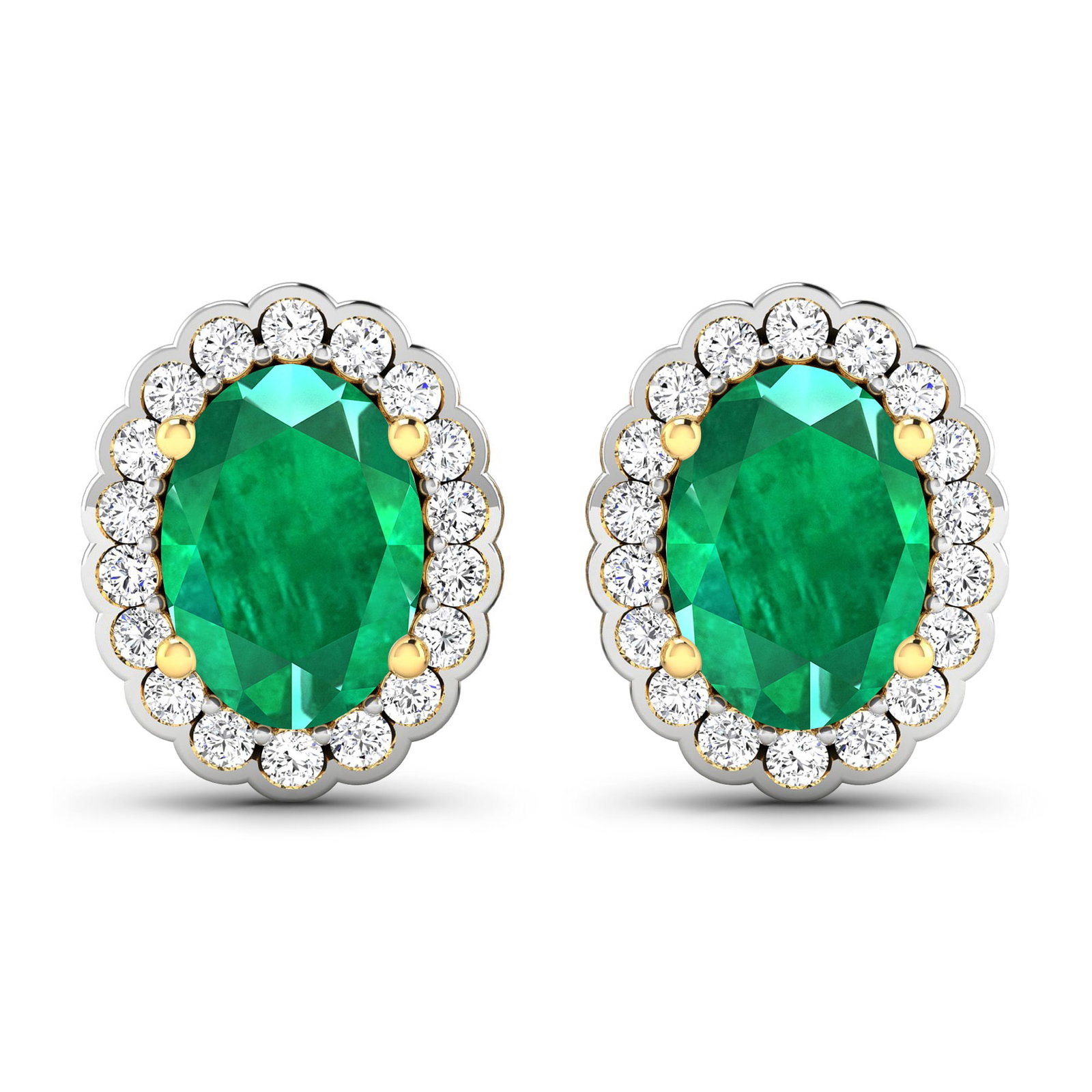 14KT Yellow Gold 1.12ctw Zambian Emerald and Diamond Earrings (1 of 4)