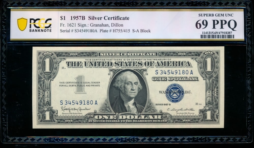 1957B $1 Silver Certificate PCGS 69PPQ (1 of 2)