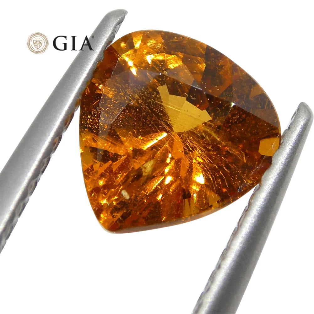 Lovely 1.67 Ct GIA Certified Natural Garnet: Untreated 1.67 Ct Vivid Fanta Orange Garnet measuring 7.39 x 6.92 x 4.46 mm with a brilliant pear cut. This vivid garnet would make an amazing centerpiece! Treatment: None. Origin: Nigeria. Please see