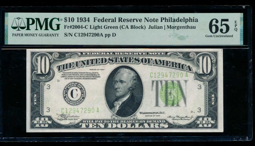 1934 $10 Philadelphia FRN PMG 65EPQ (1 of 2)