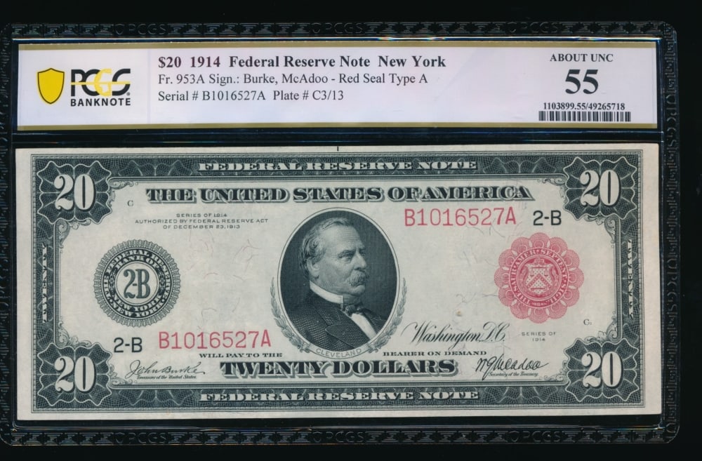 1914 $20 Red Seal New York FRN PCGS 55 (1 of 2)