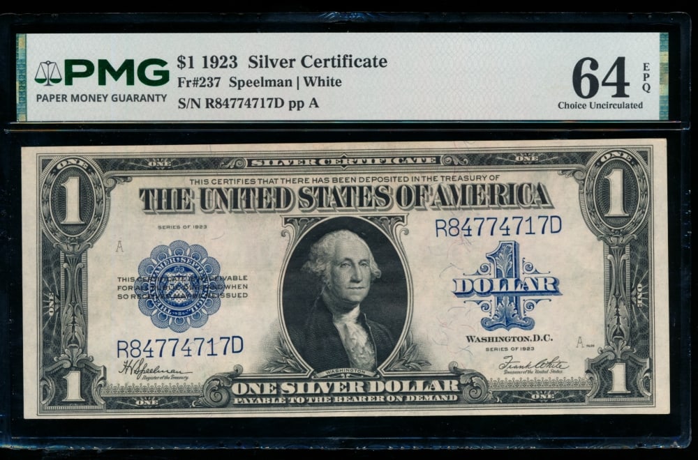 1923 $1 Silver Certificate PMG 64EPQ (1 of 2)
