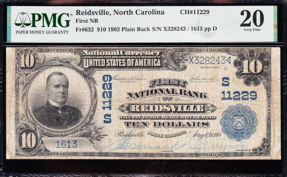 1902 $10 Reidsville NC National PMG 20 (1 of 2)