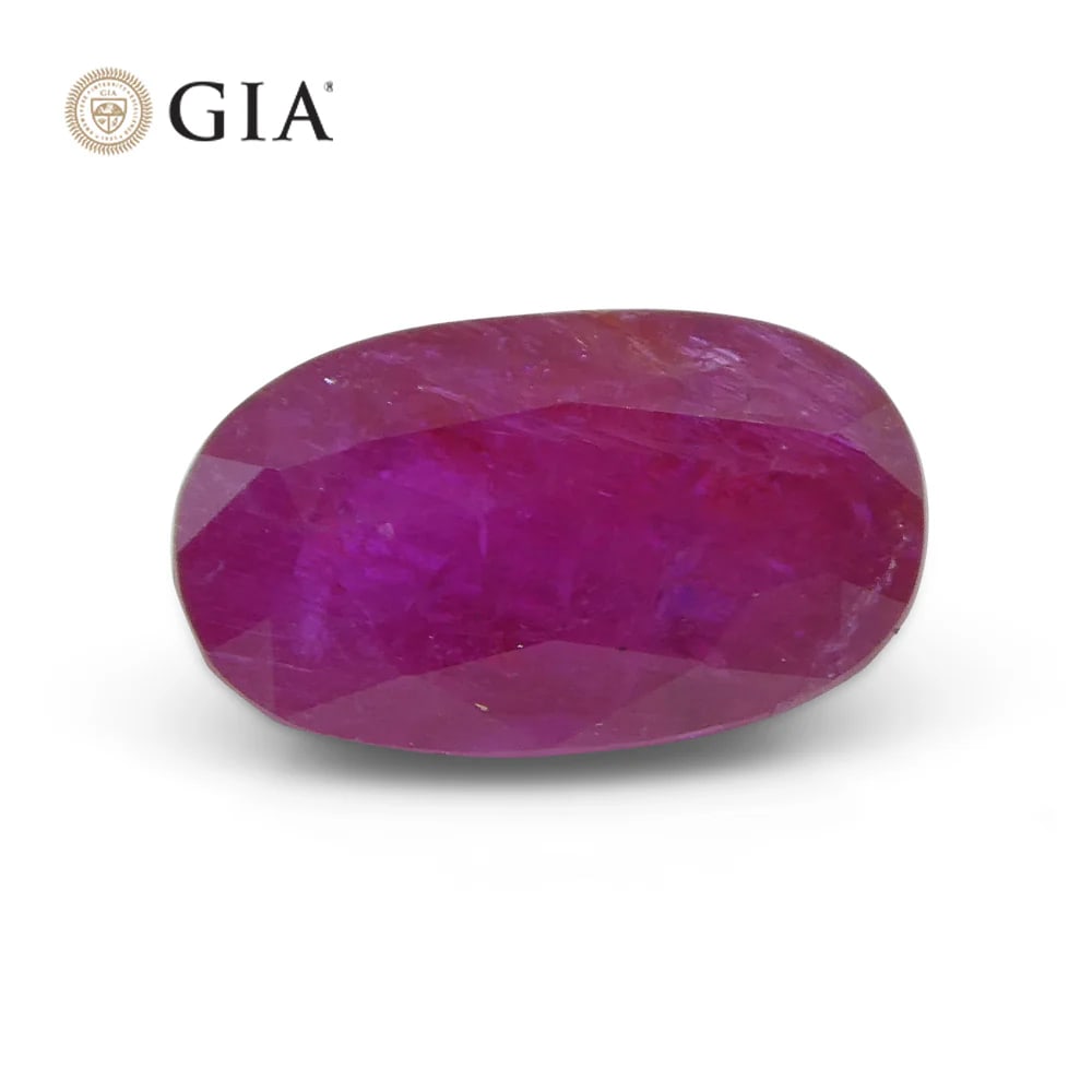Incredible 2.38 Ct GIA Certified Natural Ruby: Breathtaking 2.38 Ct Purplish Red Ruby is an oval brilliant cut measuring 9.53 x 5.64 x 4.64 mm. Reveals a gorgeous hue with a medium dark tone and strong saturation. Ready to mount and be admired!