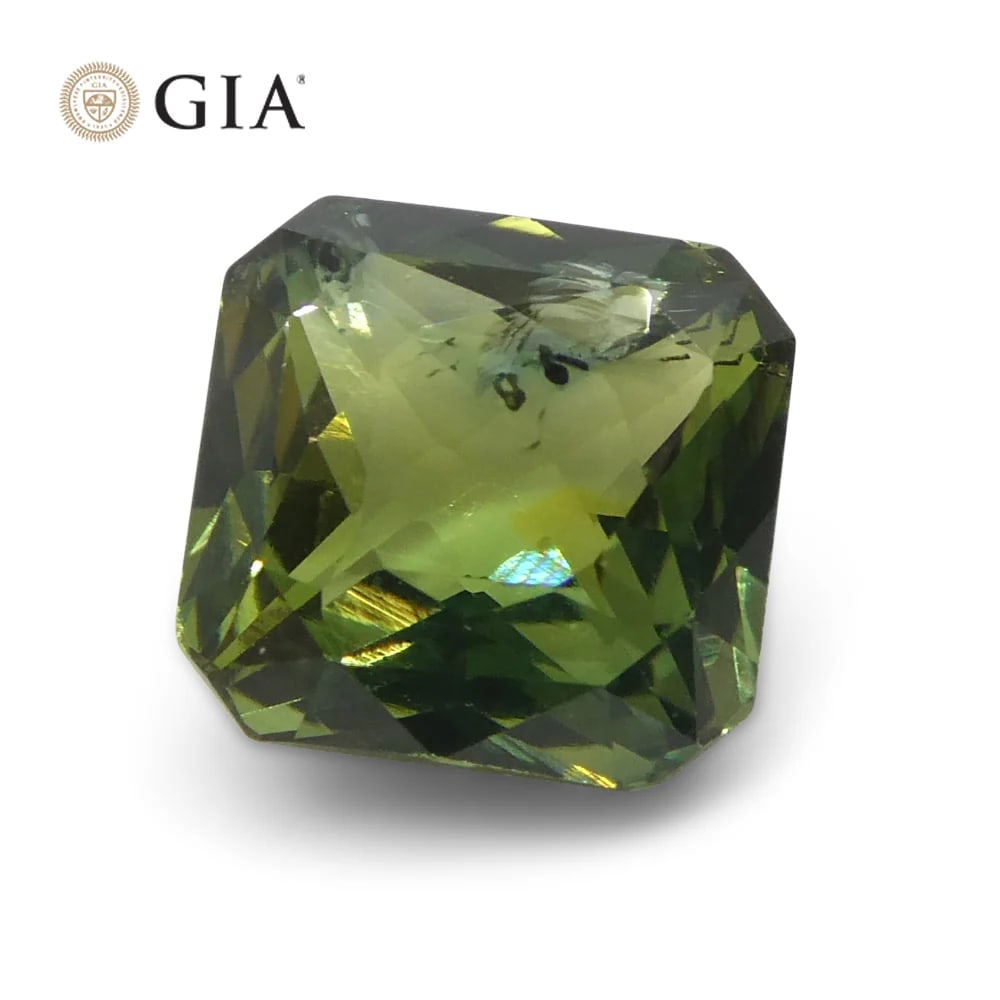 Amazing 2.15 Ct GIA Certified Natural Sapphire: Marvelous 2.15 Ct Bluish Green Sapphire is an emerald cut measuring 6.93 x 6.62 x 4.10 mm. Showcases a medium light tone with strong saturation. This Investment-Grade Sapphire is gorgeous! Treatment: 