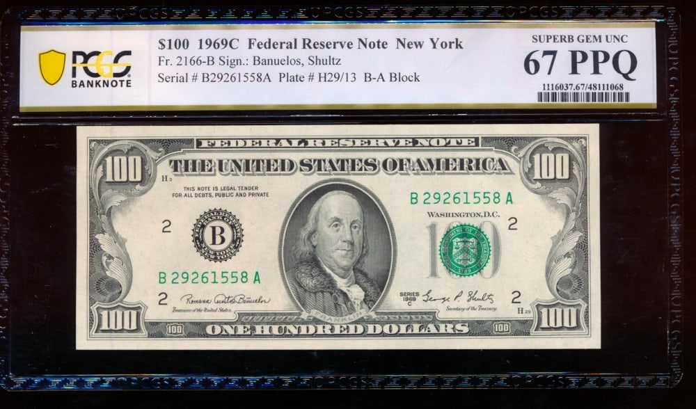 1969C $100 New York FRN PCGS 67PPQ (1 of 2)