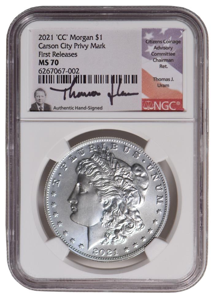 2021-CC $1 Morgan Silver Dollar NGC MS70: One 2021-CC $1 Morgan Silver Dollar NGC MS70.