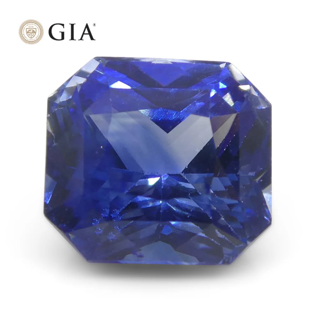 Amazing 2.13 Ct GIA Certified Natural Sapphire: Lovely 2.13 Ct Blue Sapphire is an emerald cut measuring 6.87 x 6.29 x 4.98 mm. Reveals a stunning hue and medium tone. Do not miss this one! Origin: Madagascar. Treatment: Heat only. Please see the c