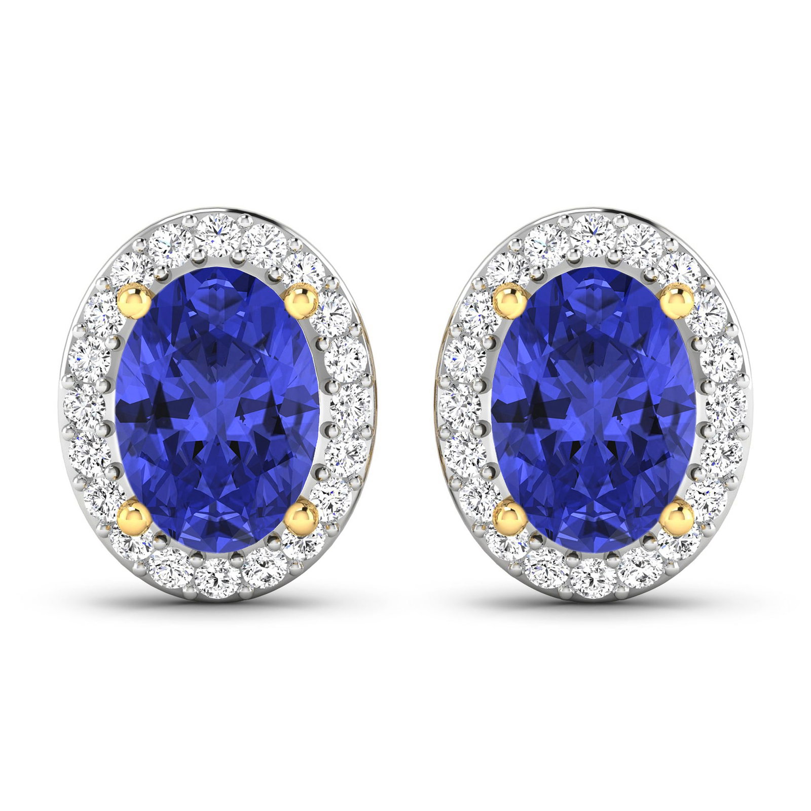 14KT Yellow Gold 1.24ctw Tanzanite and Diamond Earrings: Tanzanite (AA+) Oval 7x5mm - 2Pcs + White Diamond F/C Round 1.10mm - 40Pcs ( I1-I2/I color ) ( Push Post ) Total weight of gemstones is 1.24cts. Total Diamond weight is 0.26cts. Total weight of these 