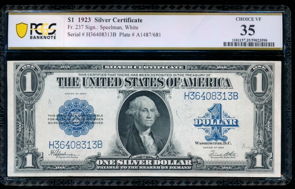 1923 $1 Silver Certificate PCGS 35 (1 of 2)