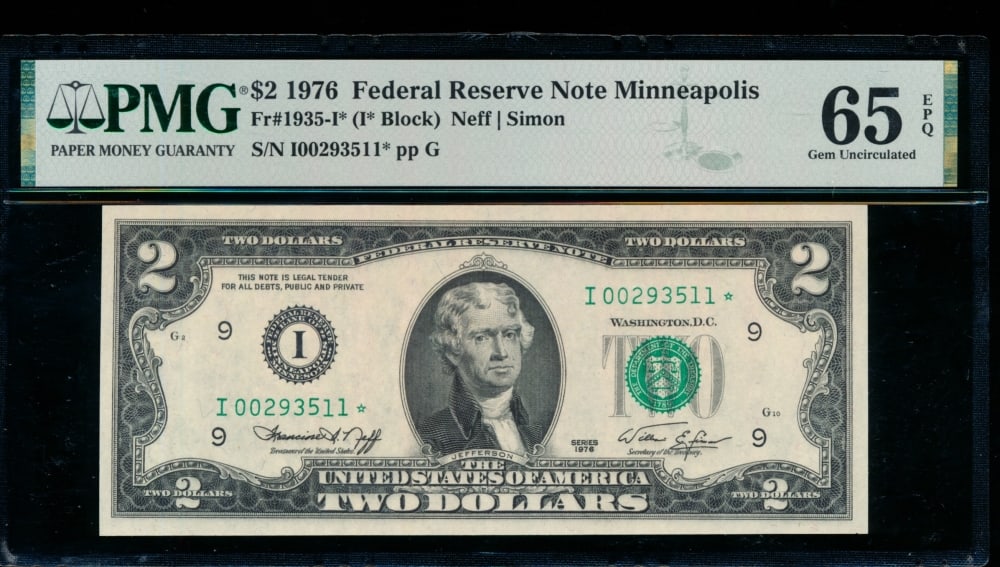 1976 $2 Minneapolis FRN PMG 65EPQ (1 of 2)