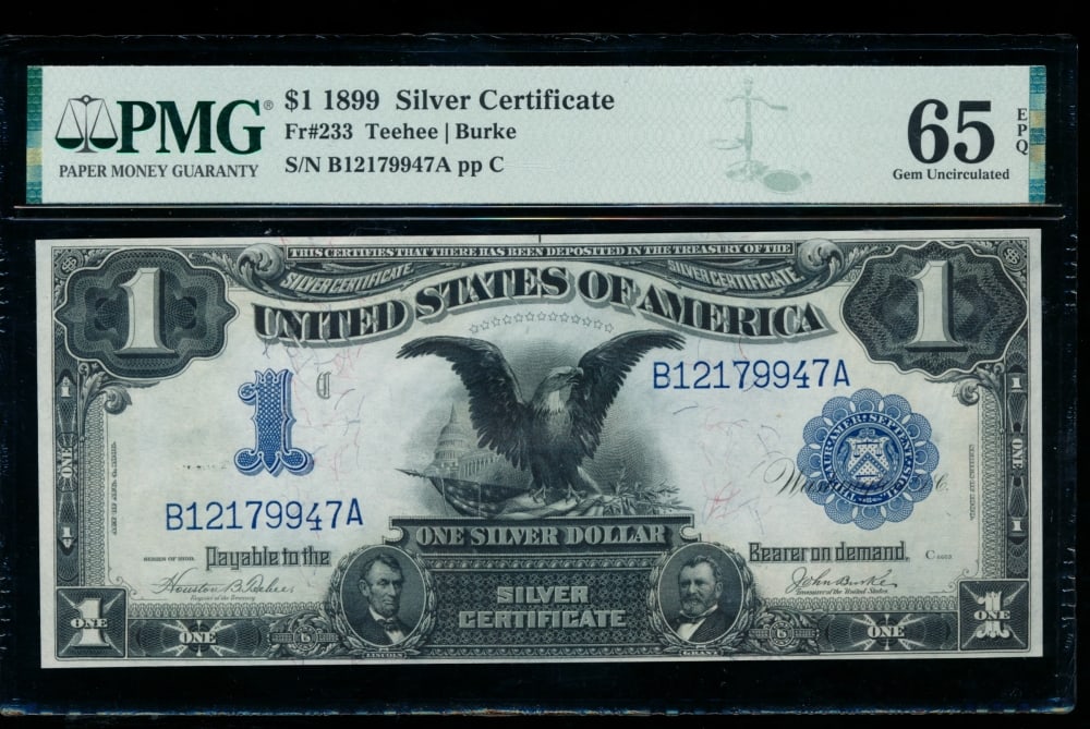 1899 $1 Black Eagle Silver Certificate PMG 65EPQ (1 of 2)