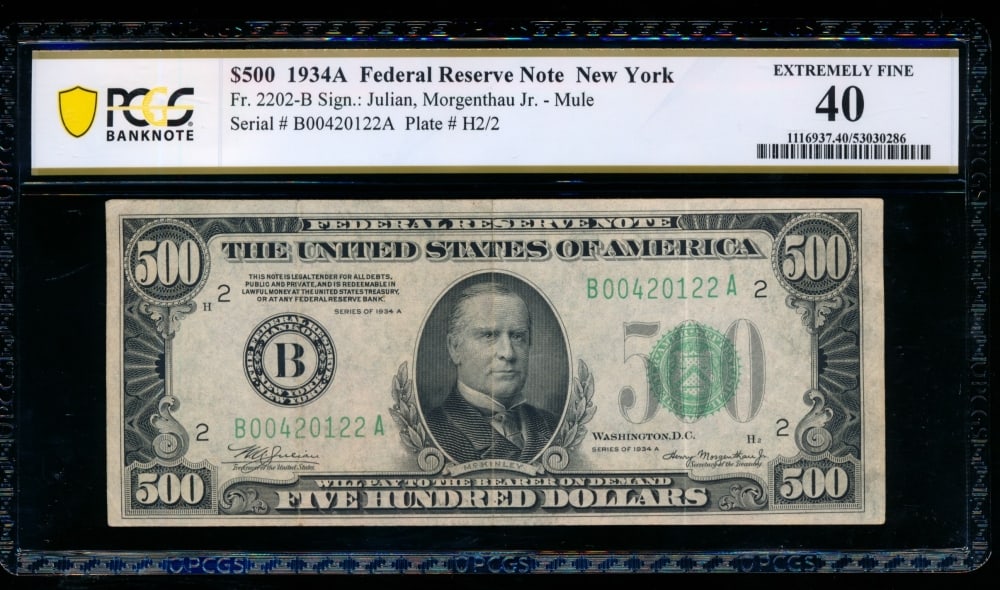 1934A $500 New York FRN PCGS 40 (1 of 2)